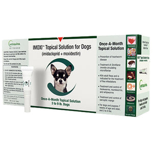 Imoxi (imidacloprid + moxidectin) Topical Solution for Dogs - 3-9 lbs / 3 Dose (3-mos. supply) - Pet Medicine 1
