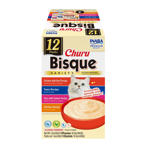 Inaba Churu Bisque (1.4 oz x 12 pouches) - Tuna & Chicken Variety Pack - Cat Treats 18