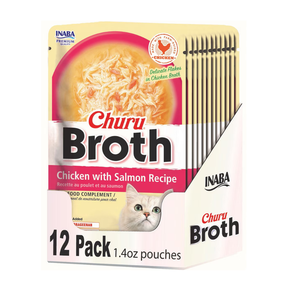 Inaba Churu Broth (1.4 oz x 12 pouches) - Chicken & Salmon Recipe - Cat Food 15