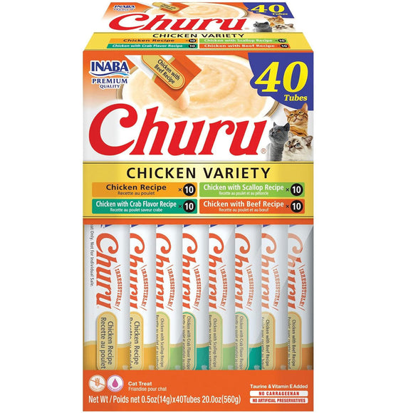 Inaba Churu Chicken Variety Pack Grain-Free Lickable Treat for Cats - Variety 4 - 40-count (box) - Cat Treats 15