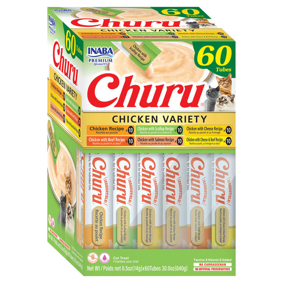 Inaba Churu Chicken Variety Pack Grain-Free Lickable Treat for Cats - Cat Treats 16