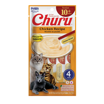 Inaba Churu for Senior 10+ Lickable Cat Treats (0.5-oz tube) - Chicken Recipe / 4 Count - Cat Treats 1
