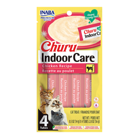Inaba Churu Indoor Care Chicken Recipe Puree Grain-Free Lickable Treat for Cats 0.5-oz x 4-tubes - Cat Treats 1