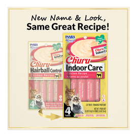 Inaba Churu Indoor Care Chicken Recipe Puree Grain-Free Lickable Treat for Cats 0.5-oz x 4-tubes - Cat Treats 2