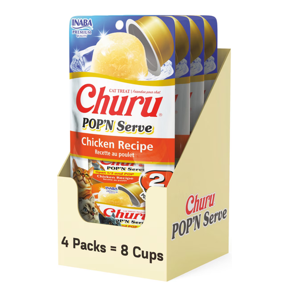Inaba Churu Pop’n Serve Chicken Recipe Grain-Free Lickable Cat Treats 1.2-oz cup - 8 Count - Cat Treats 4