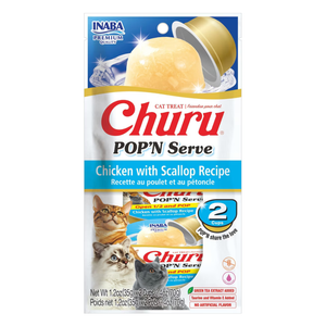 Inaba Churu Pop’n Serve Chicken with Scallop Grain-Free Lickable Cat Treats 1.2-oz cup - 2 Count - Cat Treats 1