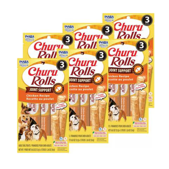 Inaba Churu Rolls Joint Support Dog Treats (3 sticks) - Chicken Recipe / 6-pack - 1