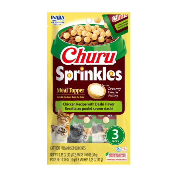 Inaba Churu Sprinkles Chicken & Dashi Flavor Recipe Grain-Free Cat Treats & Meal Topper 0.35-oz tube (3 count) - Cat