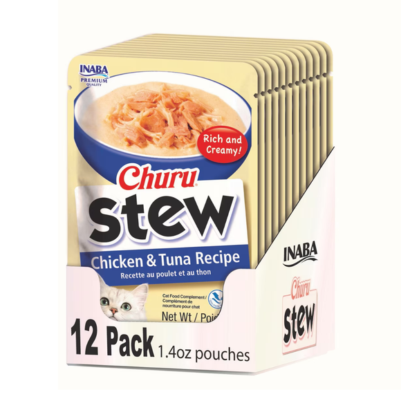 Inaba Churu Stew for Cats (1.4 oz x 12 puches) - Chicken & Tuna Recipe - Cat Food 1