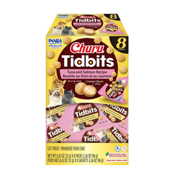 Inaba Churu Tidbits Soft & Creamy Cat Treats (8 packs) - Tuna & Salmon Recipe - Cat Treats 7