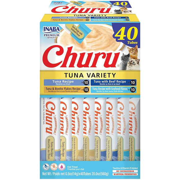 Inaba Churu Tuna Variety Pack Grain-Free Lickable Treat for Cats - Variety 4 - 40-count (box) - Cat Treats 15