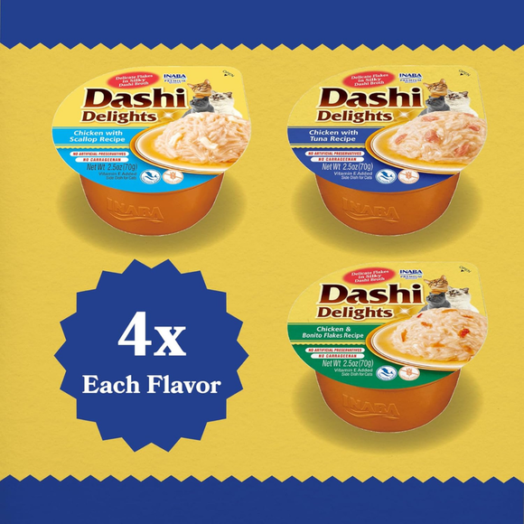 Inaba Dashi Delights Chicken Variety Pack in Broth Cat Food 2.5-oz pack of 12 - Cat Food 7