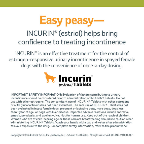 Incurin (Estriol) Tablets - Incontinence Medication for Dogs
