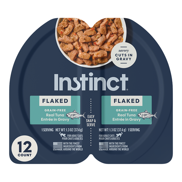 Instinct Flaked Grain-Free Entree in Gravy Wet Cat Food 2.64-oz case of 12 - Tuna - Cat Food 2