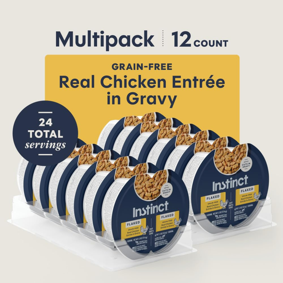 Instinct Flaked Grain Free Real Duck Entree in Gravy Wet Cat Food (2.64 oz split cup x 12 pack) - Cat Food 2