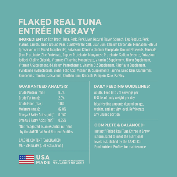 Instinct Flaked Grain Free Real Tuna Entree in Gravy Wet Cat Food (2.64 oz split cup x 12 pack) - Cat Food 7