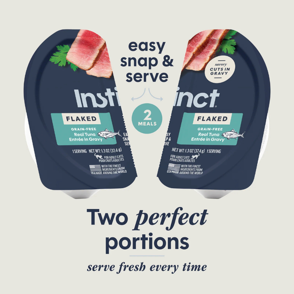 Instinct Flaked Grain Free Real Tuna Entree in Gravy Wet Cat Food (2.64 oz split cup x 12 pack) - Cat Food 2