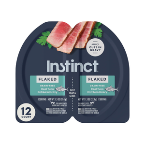 Instinct Flaked Grain Free Real Tuna Entree in Gravy Wet Cat Food (2.64 oz split cup x 12 pack) - Cat Food 1