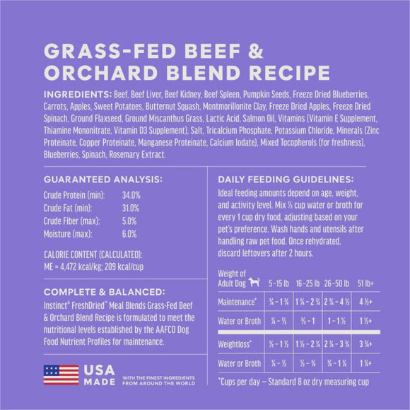 Instinct Fresh Dried Meal Blends Freeze-Dried Grass-Fed Beef & Orchard Blend Recipe for Dogs - Dog Treats 7