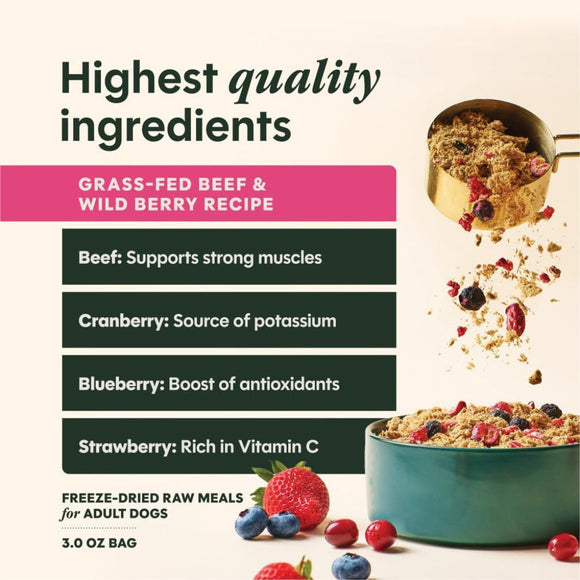 Instinct Fresh Dried Meal Blends Freeze-Dried Grass-Fed Beef & Wild Berry Recipe for Dogs - Dog Treats 4