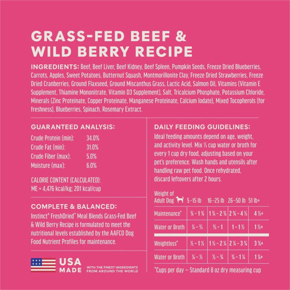 Instinct Fresh Dried Meal Blends Freeze-Dried Grass-Fed Beef & Wild Berry Recipe for Dogs - Dog Treats 6
