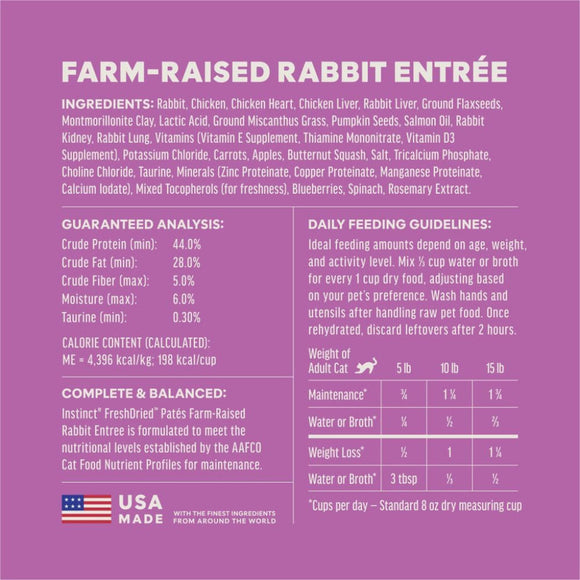 Instinct Fresh Dried Patés Freeze-Dried Raw Rabbit Entrée for Cats - Cat Food 8