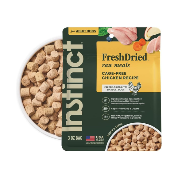 Instinct Fresh Dried Raw Meal Blends Freeze-Dried Cage-Free Chicken Recipe for Dogs - 3 oz - Dog Treats 1