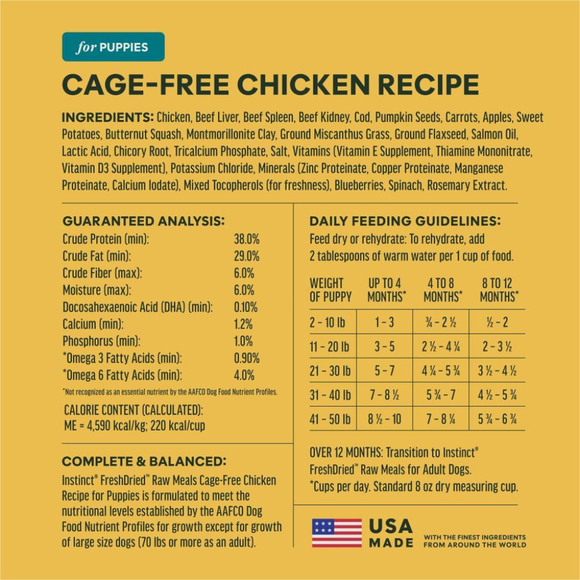 Instinct Fresh Dried Raw Meal Blends Freeze-Dried Cage-Free Chicken Recipe for Puppies - Dog Treats 7