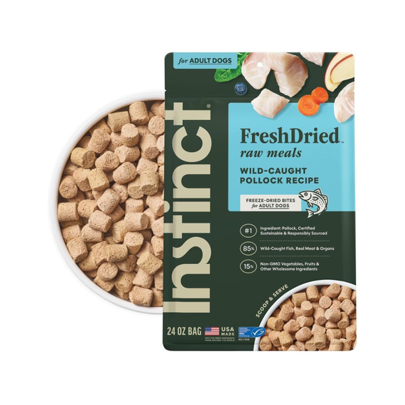 Instinct Fresh Dried Raw Meal Blends Freeze-Dried Wild-Caught Pollock Recipe for Dogs - 24 oz - Dog Treats 9