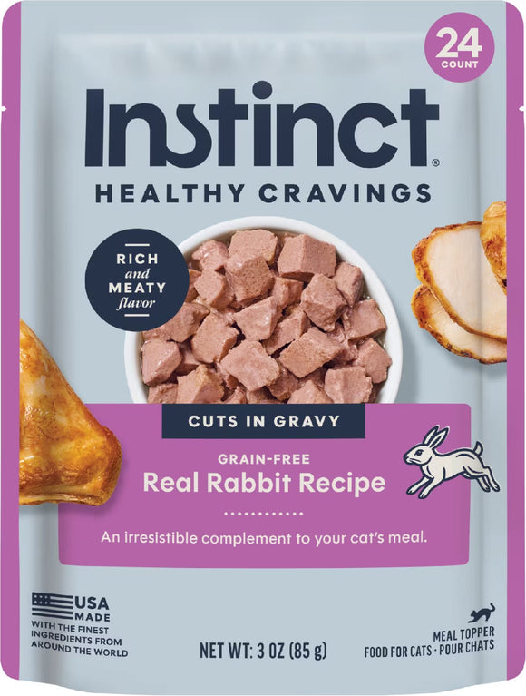 Instinct Grain-Free Healthy Cravings Savory Gravy Wet Cat Food 3-oz case of 24 - Rabbit - Cat Food 3