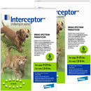 Interceptor Chewable Tablets for Dogs & Cats - Dogs 11-25 lbs & Cats 1.5-6 lbs (Green) / 12 Doses - Pet Medicine 11
