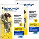 Interceptor Chewable Tablets for Dogs & Cats - Dogs 26-50 lbs & Cats 6.1-12 lbs (Yellow) / 12 Doses - Pet Medicine 14