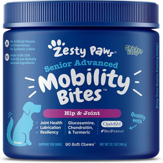 Zesty Paws Senior Advanced Mobility Bites Chicken Flavor Supplement For Dog (90 ct)