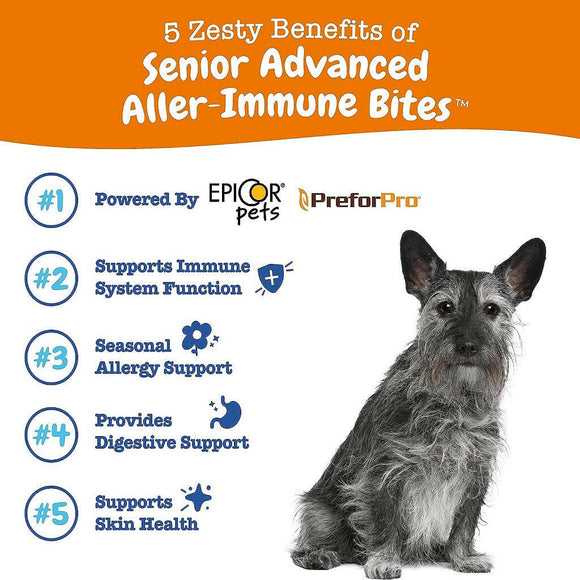 Zesty Paws Senior Advanced Allergy Immune Salmon Flavored Soft Chews Skin Support For Dog (90 ct)
