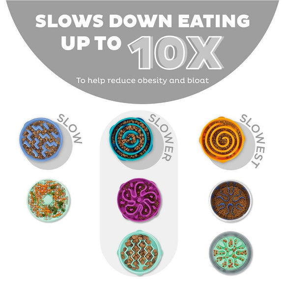 Outward Hound Fun Feeder Slo Bowl Slow Feeder Bowl Grey For Dog (Medium / Mini)