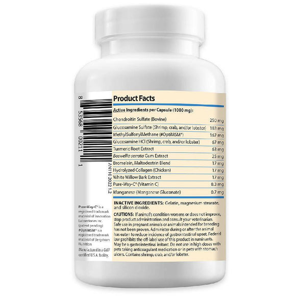 Product Facts - Active & Ingredients of Animal Necessity Joint Guard Mobility Capsules for Dogs & Horses