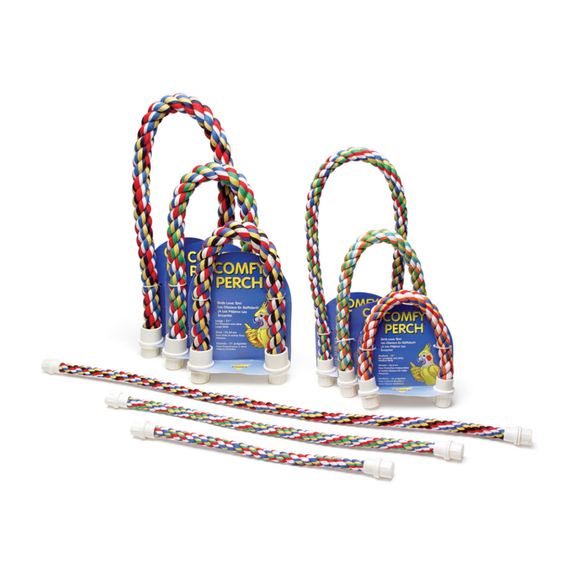 JW Pet Multi-Color Flexible Comfy Rope Bird Cage Perch - All Sizes