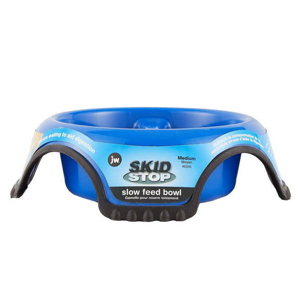 JW Pet Skid Stop Slow Feed Bowl For Dog (Assorted Colors)