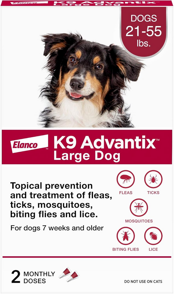 K9 Advantix Topical Flea Tick & Mosquito Prevention for Dogs - 21-55 lbs (2 doses) - Pet Flea & Tick Control 1