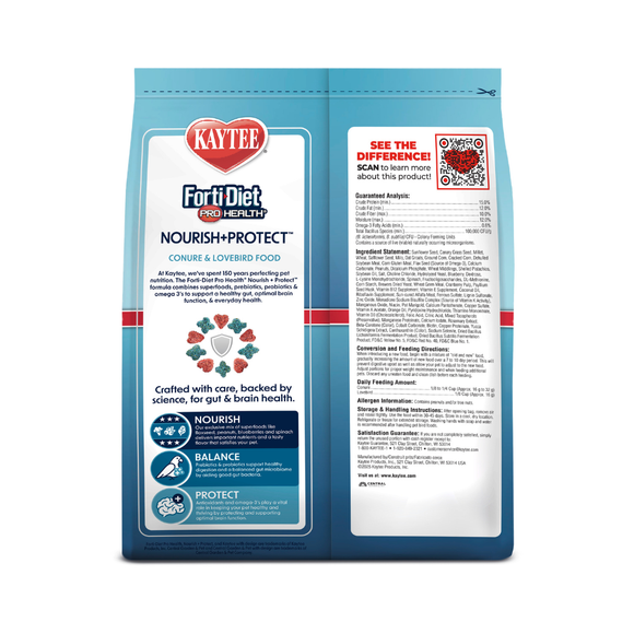 Kaytee Forti-Diet Pro Health Nourish + Protect Conure & Lovebird Bird Food (4 lb) - Bird Food 10