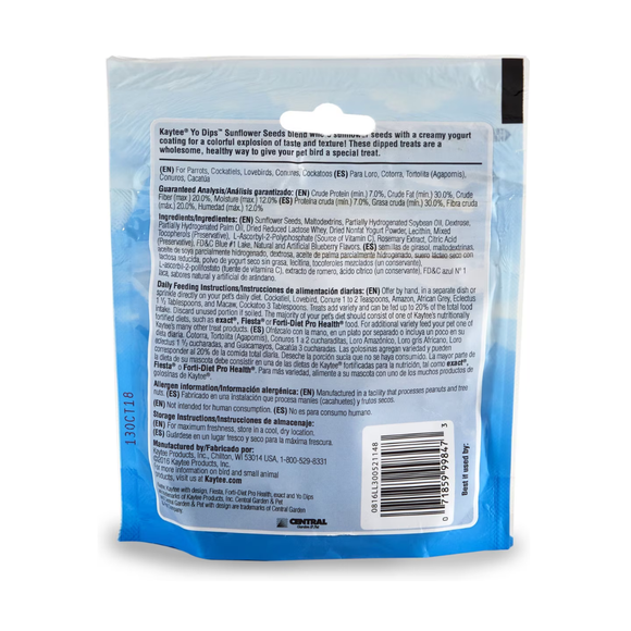 Kaytee Yo Dips Sunflower Seeds Blueberry Flavored Bird Treats (2.5 oz) - Bird Treats 6