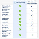 Comparison chart of AnimalBiome pet supplement with other options on a light blue background