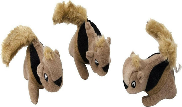 Outward Hound Squeakin Animals Squirrel Brown Dog Toy (3 pack)