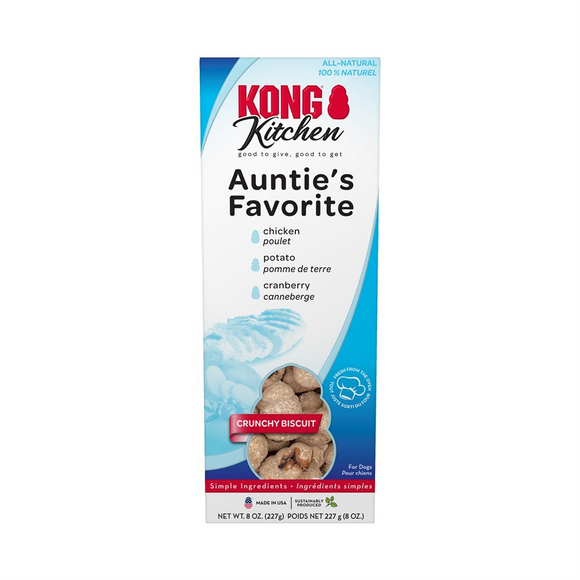 Kong Kitchen Auntie’s Favorite Chicken Potato & Cranberry Crunchy Biscuits for Dogs (8 oz) - Dog Treats 1