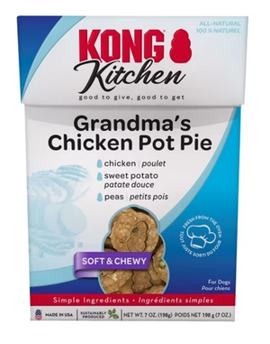 Kong Kitchen Grandma’s Chicken Pot Pie Chicken Sweet Potato & Peas Soft & Chewy Treats for Dogs (7 oz) - Dog Treats 1
