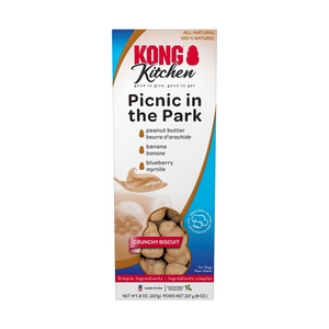Kong Kitchen Picnic in the Park Peanut Butter Banana & Blueberry Crunchy Biscuits for Dogs (8 oz) - Dog Treats 1