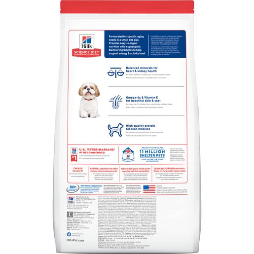 Hill's Science Diet Senior 7+ Small Bites Dry Dog Food, Chicken Meal, Barley & Brown Rice Recipe, 5 lb Bag