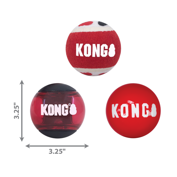 Kong Signature Ball Toy For Dogs - 4-Pack (assorted colors)