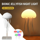 LED Jellyfish Night Light - Rechargeable Ambient Decoration Lamp, Modern Mood Lighting, Nightstand LED for Bedroom Indoor Use Home Decor .