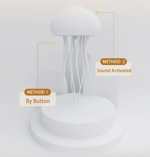 LED Jellyfish Night Light - Rechargeable Ambient Decoration Lamp, Modern Mood Lighting, Nightstand LED for Bedroom Indoor Use Home Decor .